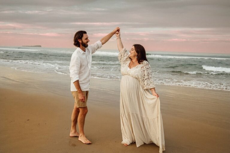 Winter sunset family session